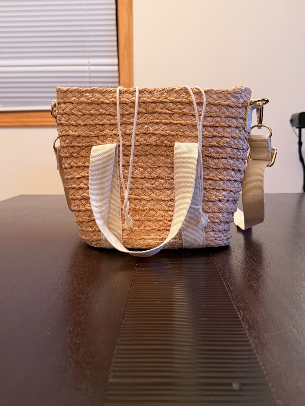 NWT J.Crew Factory Raffia Straw Mini Tote Bag Summer Beach Handle and Strap - Picture 11 of 14